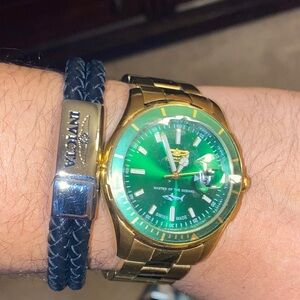 Invicta Gold Watch with Vibrant Green Dial
